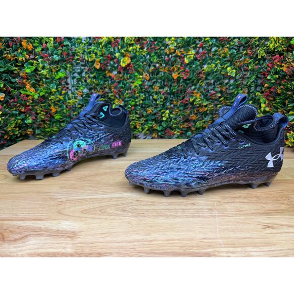 Under Armour Spotlight Clone Mc Le Sc Football Cleats Shoes Black Mens 11.5 Euc - Picture 3 of 10